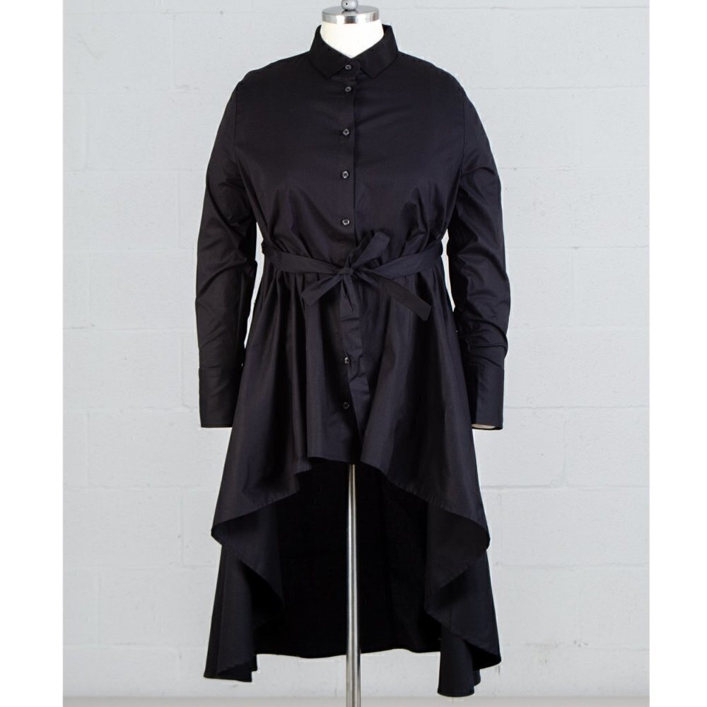 NEW Dubgee By Whoopi Hi-Low Black Belted Tunic Size 2X - Picture 3 of 12